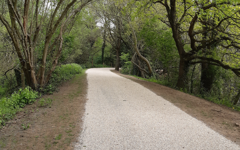 Newly laid footpaths from previous resurfacing at Dinton Pastures