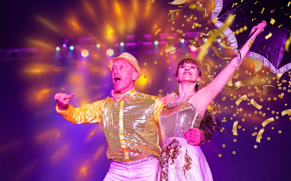 Two circus performers on stage at Paulo's Circus