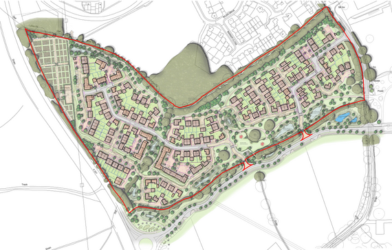 Overhead maps of a new housing development with allotment sites at the western edge