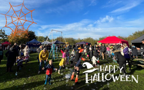 A photo of a previous Halloween event organised by JL Events. Text reads Happy Halloween