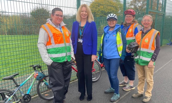 Instructors and Head Teacher at Bikeability Cycle Training at Wheatfield Primary School