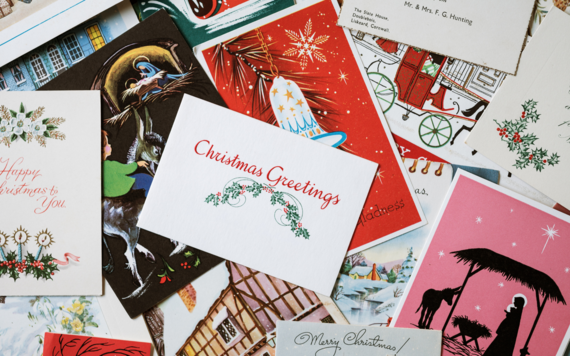 A stack of Christmas cards