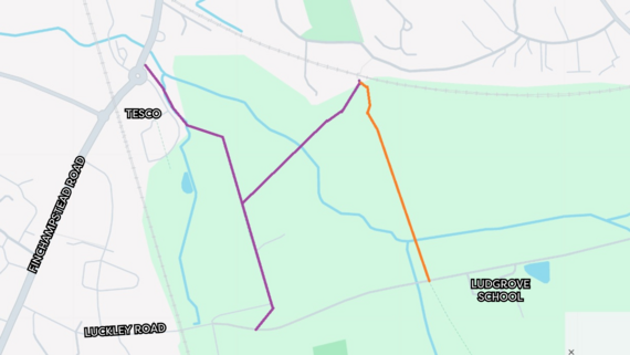 A map showing the footpaths that will be closed temporarily