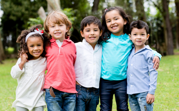 A group of young children