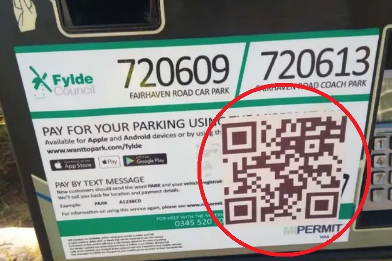 Another council's pay and display machine with a fake QR code plastered over the payment instructions
