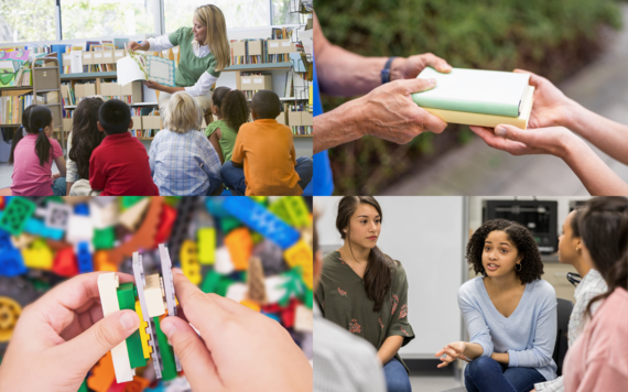 Collage of people volunteering