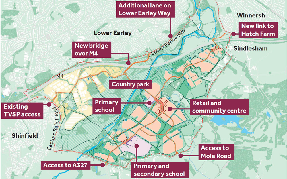 A map of the proposed Loddon Garden Village 