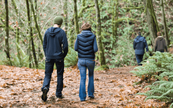 People walking in woods