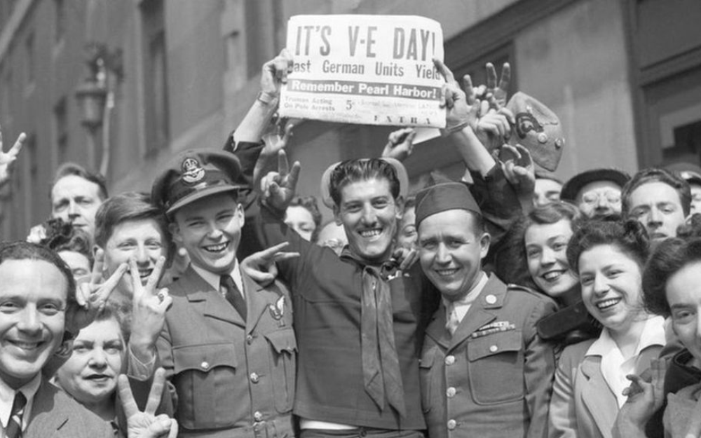 People celebrating VE Day in 1945
