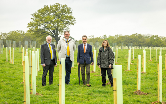 Covid memorial woodland with the Mayor and MP Clive Jones