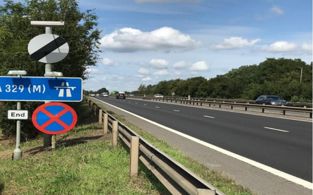 Signage next to the on-slip road for the A329M