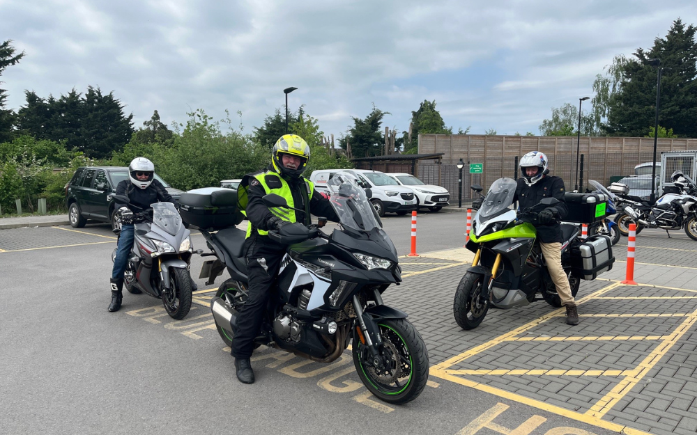 Motorcyclists during the safety training course