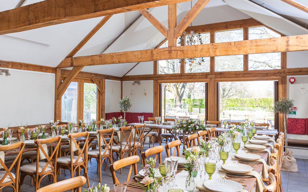 Dinton pastures cafe set up for a wedding