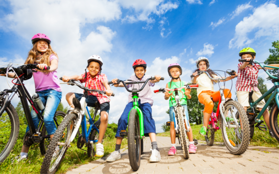 Group of young cyclists