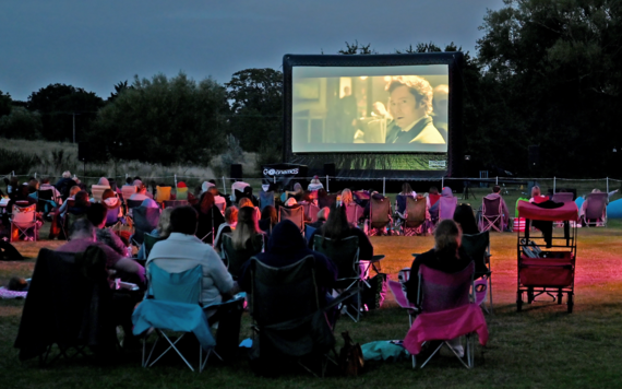 Outdoor cinema screening of the Greatest Showman at Dinton Pastures