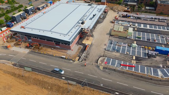 Aerial view of new Sainsburys supermarket
