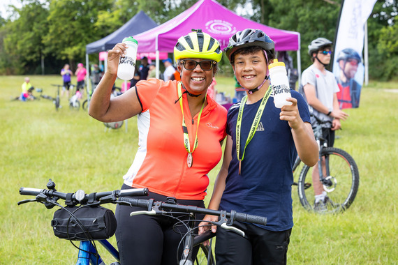 Two cyclists posing at Bikeathon
