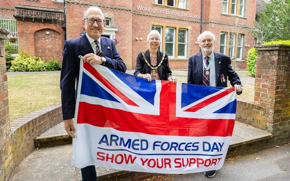 Armed forces day flag outside council offices