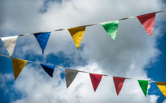 colourful bunting against the sky
