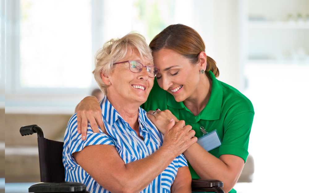 Picture of female carer caring for elderly client
