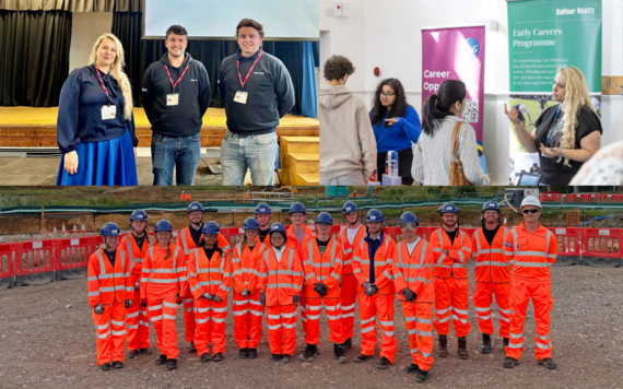 Balfour Beatty at Emmbrook School, at a recent job fair and giving a site visit of the distributor road