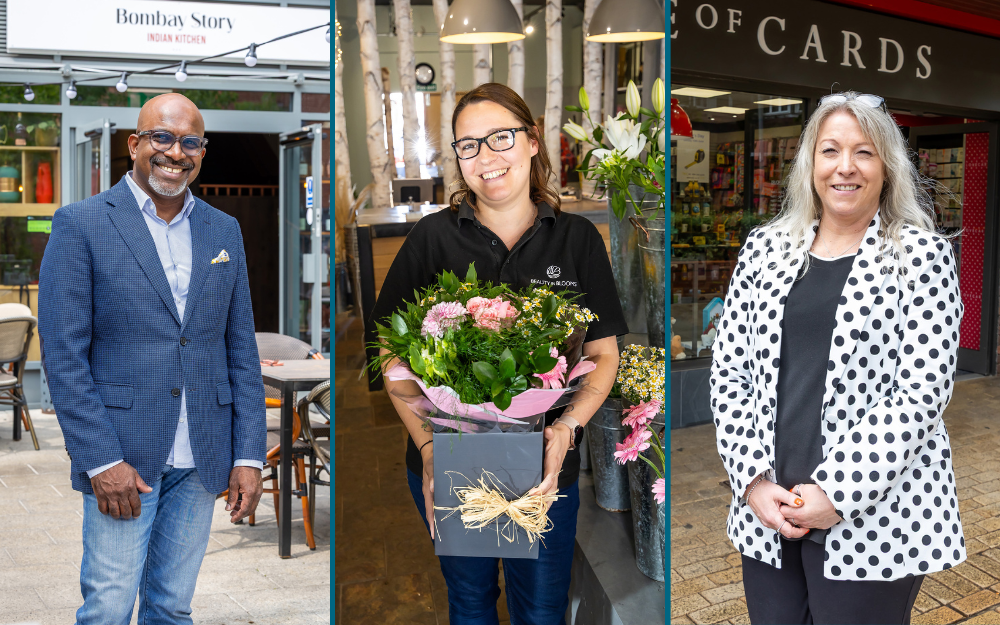 Traders from Woodley, Wokingham and Twyford smile to the camera