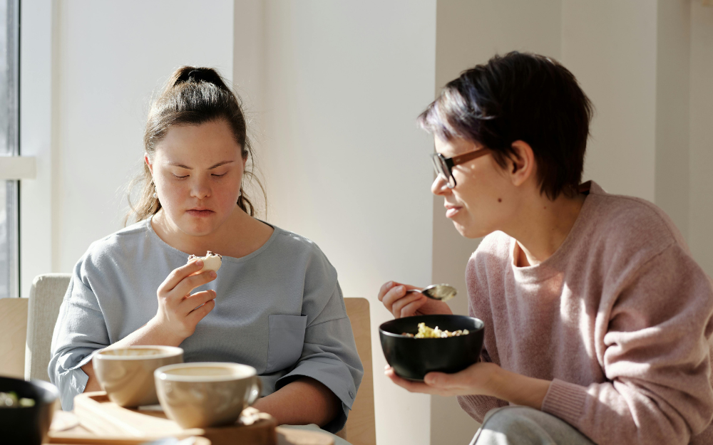Two women having tea