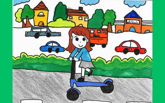 Winning entry for Walktober showing a girl on her scooter