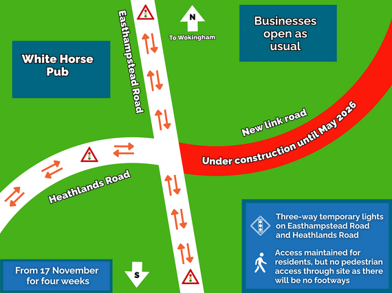 Phase one of the work at the junction of Heathlands and Easthampstead Road