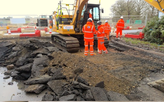 The work being undertaken at the end of Heathlands Road