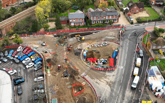Aerial image of new roundabout on Finchampstead Road by Molly Millars Lane