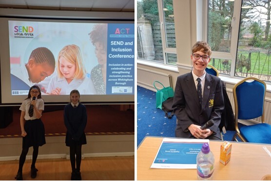 Children helping at conference