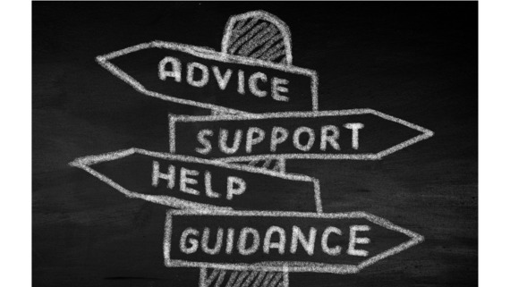 signpost showing advice, support, help, and guidance