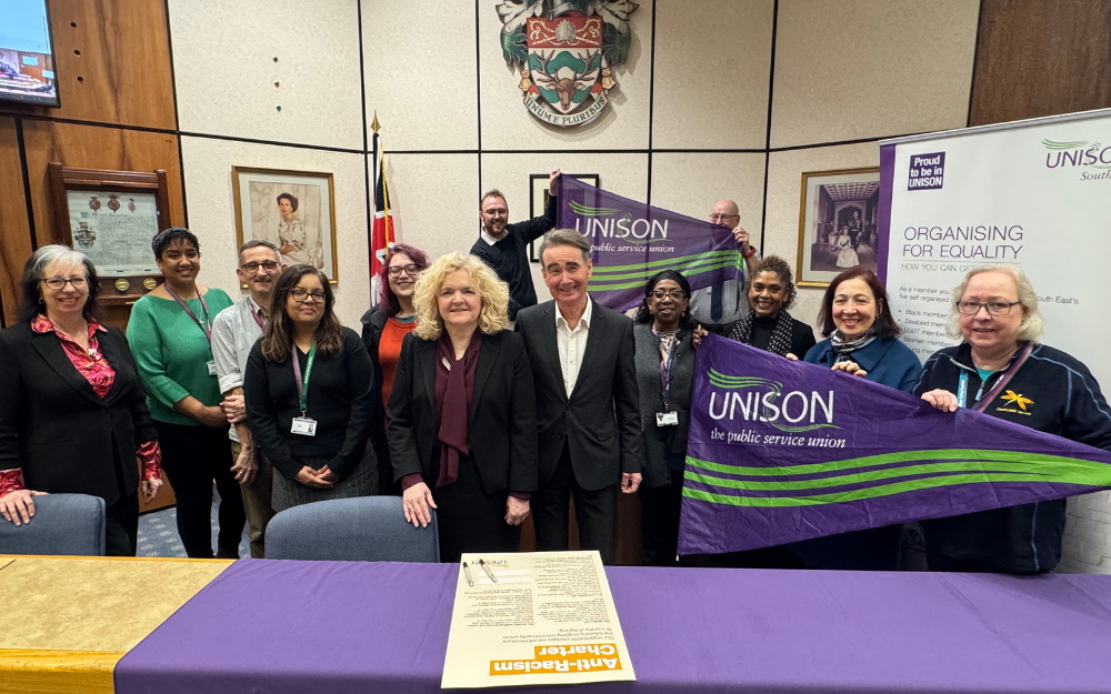 Colleagues join for signing of the UNISON Anti-Racism charter