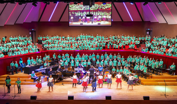 School choirs on stage at The Hexagon