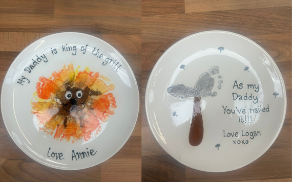 Two plates decorated for father's day