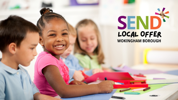 SEND local offer image with logo and picture of children playing