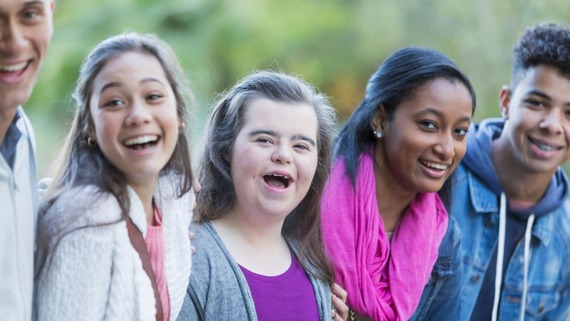 group of teenagers laughing