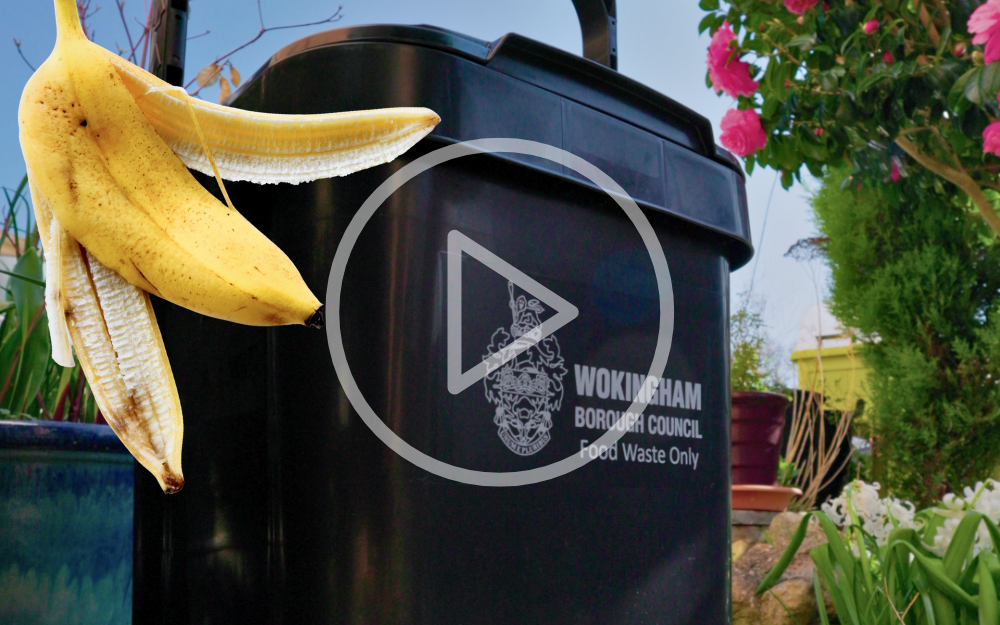 Banana peel going into food waste bin