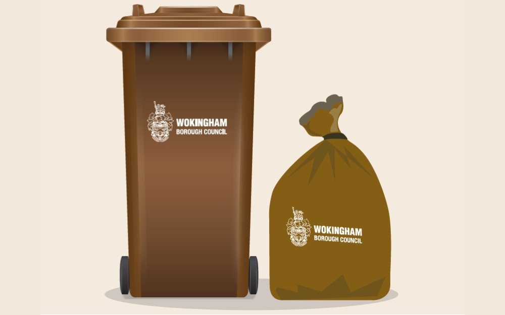 Garden waste bin and garden waste sack artist drawing