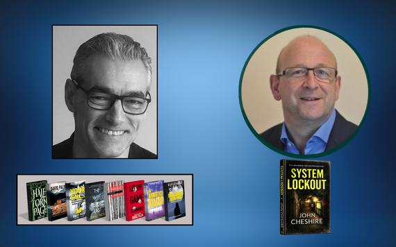Lower Earley Authors (two male authors with a picture of their books on a blue background)