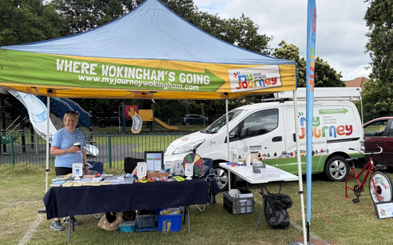 My Journey at Winnersh Fete with their stall of active travel leaflets and smoothie bike
