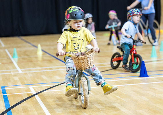 Children learning and practicing at our balance bike club