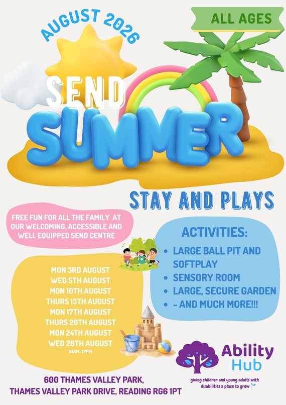 Poster for Summer Stay and Play Sessions at the Ability Hub