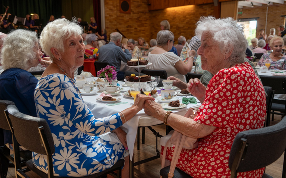 The Link Visiting Scheme summer party. People sat at tables