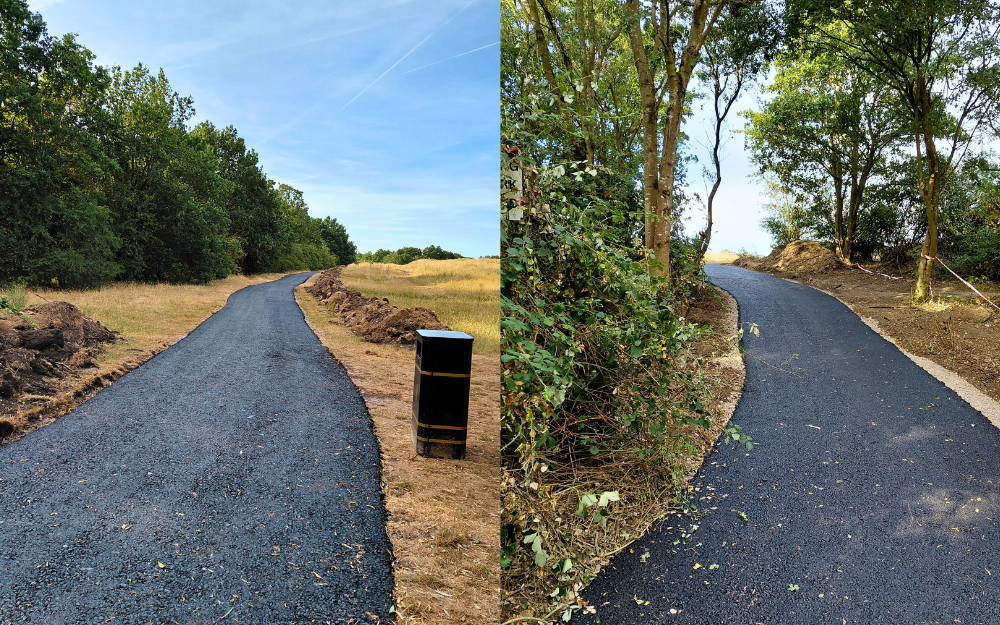 New paths under construction at Ashenbury Park. The finished routes will improve access year round.