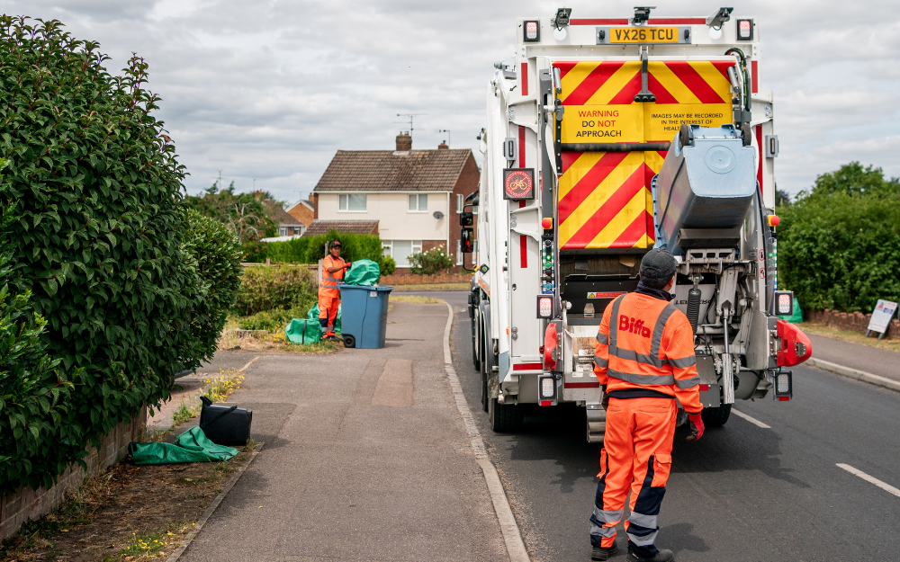 Biffa waste collection crew delivering services in Wokingham Borough.