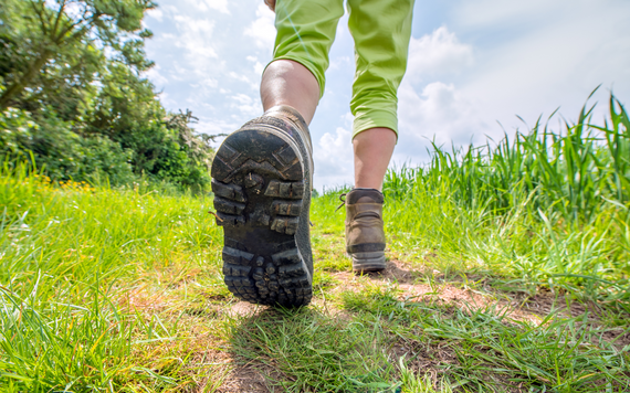 Person walking on grass