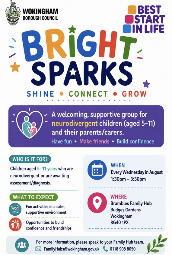 Bright Sparks flyer advertising neurodiverse group