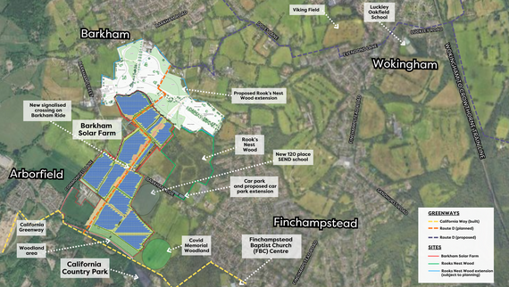 Barkham Solar Farm and surrounding area map
